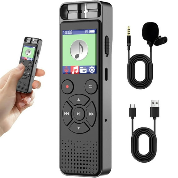 Digital Voice Recorder, 32GB Audio Recording Device with Dual Microphone, One Click Record, Password Protection, Noise Reduction, MP3 Player for Lectures Meeting Classes Interviews