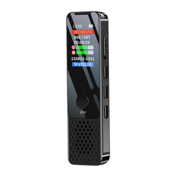 Digital Voice Recorder 64GB Audio Recording Device for Lectures Meetings - HD 1536KBPS Voice Activated Recorder Mini MP3 Music Player with Speaker & Mic (3.35 x 0.98 x 0.51 inches / 85x25x13mm)