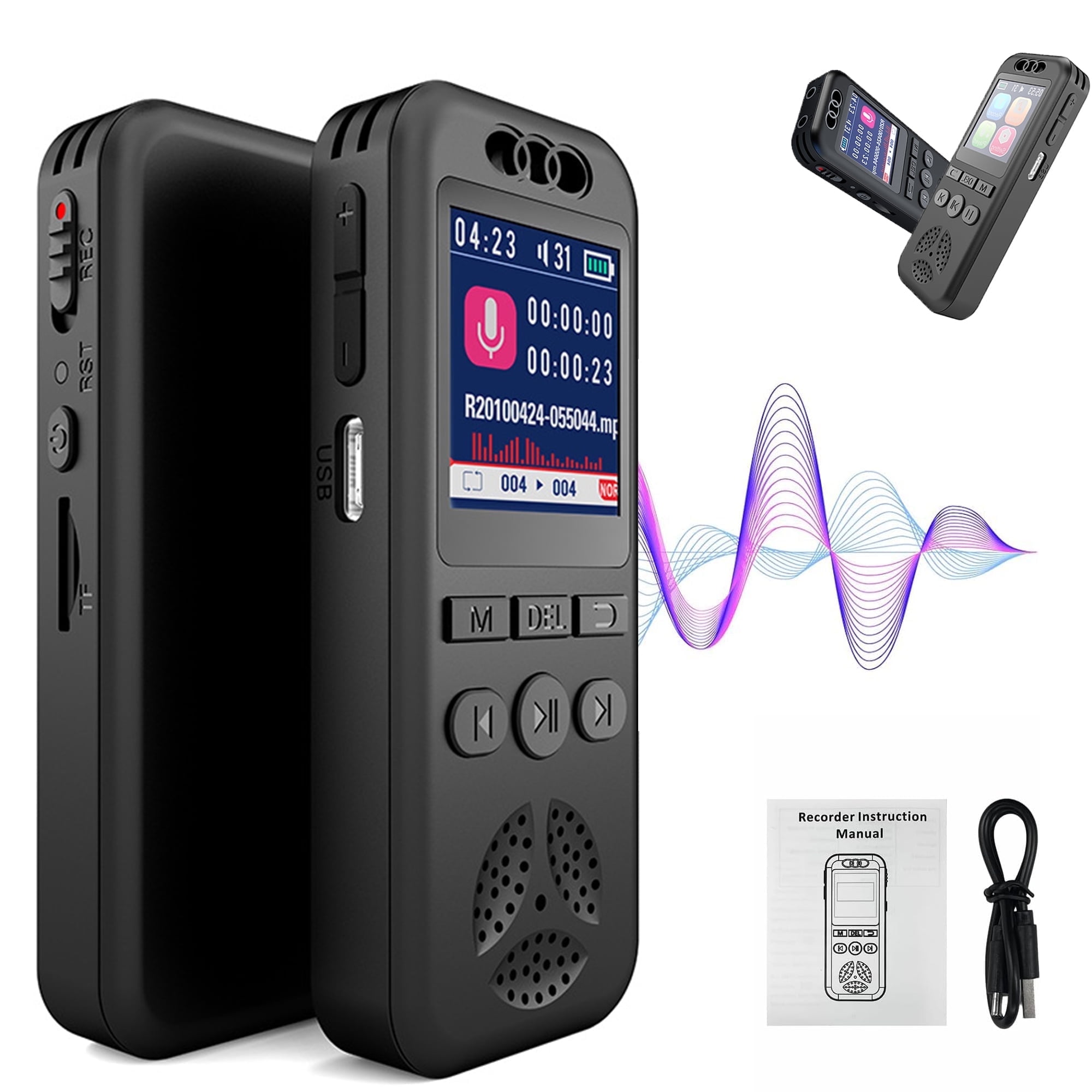 Digital Voice Recorder 64GB, Portable Voice Activated Recorder With Playback, Dictaphone Voice - View #4