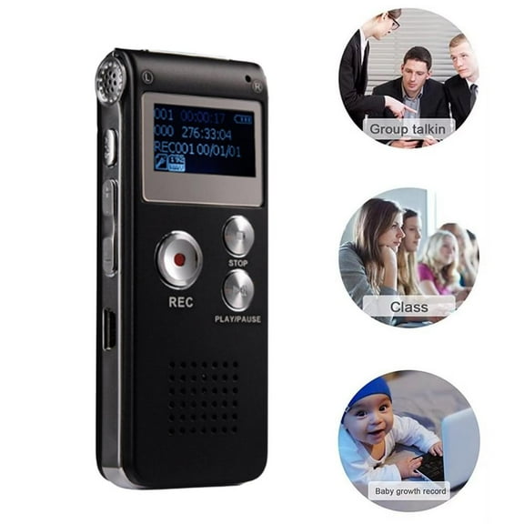 Digital Voice Recorder 8GB, MP3 Player Dictaphone with Voice Activation for Lectures & Interviews, Portable Audio Recorder with Playback & USB Cable