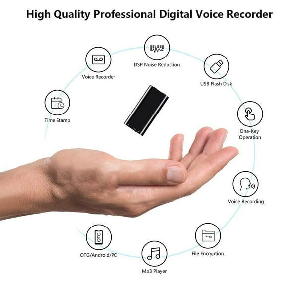 Digital Voice Recorder Mini Voice Activated Recorder - Mini Tape Recorder for Lectures, Interviews,Meetings, Portable Mini Audio Recorder USB Charge MP3