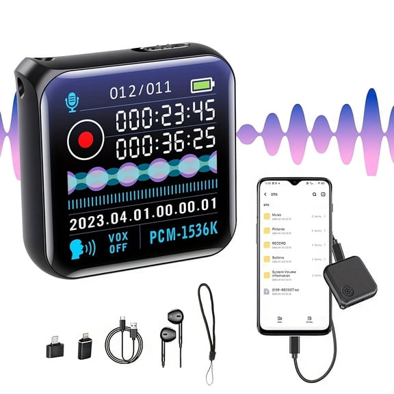 Digital Voice Recorder with Noise Reduction & HD Sound Quality, One-Touch Recording, LCD Display, USB-Powered for Podcasts, Interviews, Meetings
