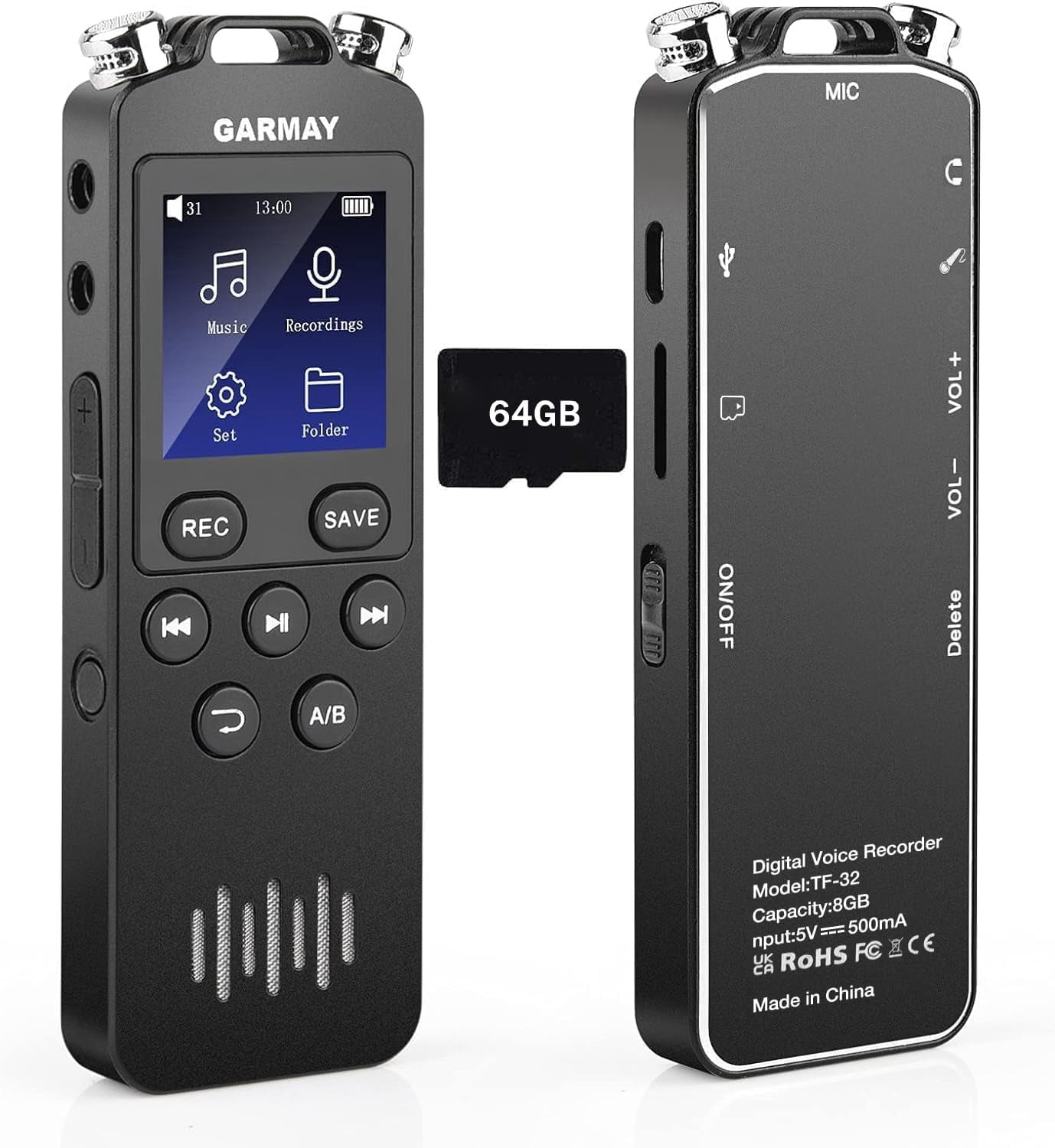 Digital Voice Recorder Upgraded 80GB 1536KBPS 5723Hours Recording Capacity 32H Battery Time Voice Activated Recorder with Noise Reduction Audio Recorder with Playback for Meeting Lecture
