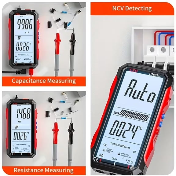 Digital Volt Multimeter with Large Screen, 6000 Counts True RMS, Rechargeable Digital Voltmeter for Automotive, Home and Industrial Use