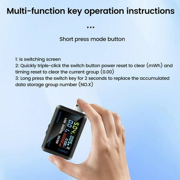 Digital Voltage Current Meter Power Capacity Tester Type-C Usb Charger Detector Usb+Type-C