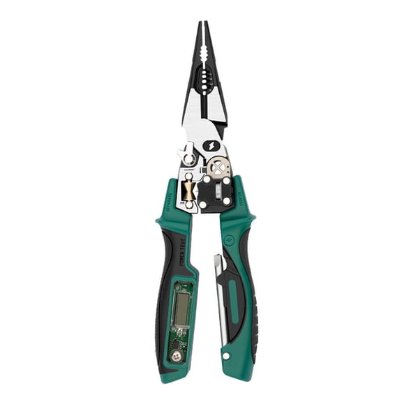 Digital Voltage Tester Pliers with Live Wire Detection, Wire Stripper, Cutter, Crimper - High-Carbon Steel Electrical Tool with LED Display & Sound Alert