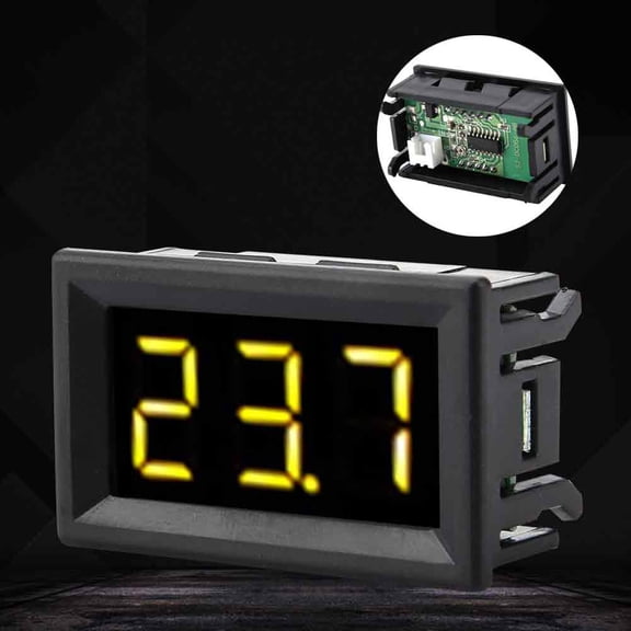 Digital Voltmeter 0.56inch Two Wire DC 2.5-30V LED Display Voltage Meter Tester Yellow Waterproof ABS Shell for 12V 24V Motorcycle Car Battery Accurate Measurement Data Reader
