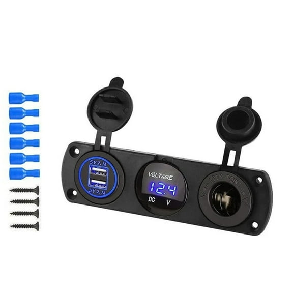 Digital Voltmeter For Car Marine 12V-24V Switch LED Panel 3 IN 1 Outlet Adapter