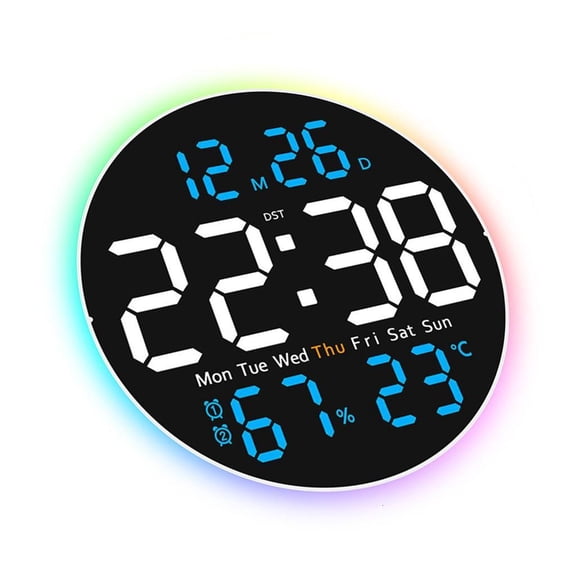 Digital Wall Clock 10Inch With Large LED Screen Remote Control 2 Alarm USB Power