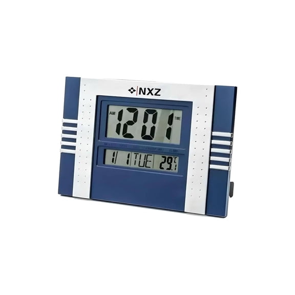 Digital Wall Clock,11.4" Large Display Atomic Clock, Battery Operated, Digital Calendar Auto Setting with Indoor Temperature, Date & Day