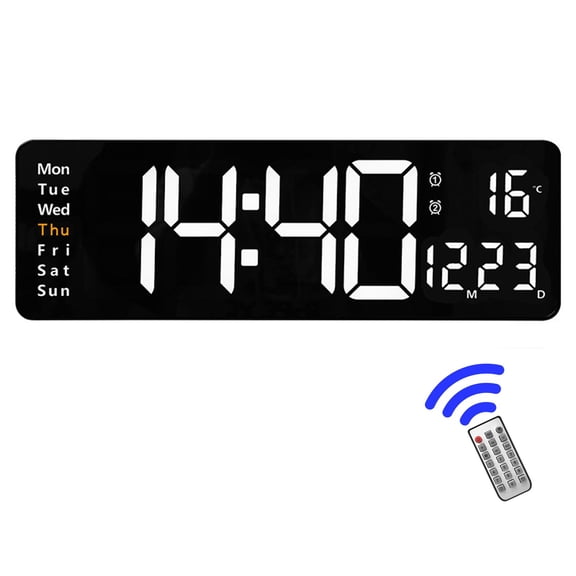 Digital Wall Clock 16 Inch Led Wall Alarm Clock With Large Screen, Led Alarm Clock With Remote Control For Bedroom
