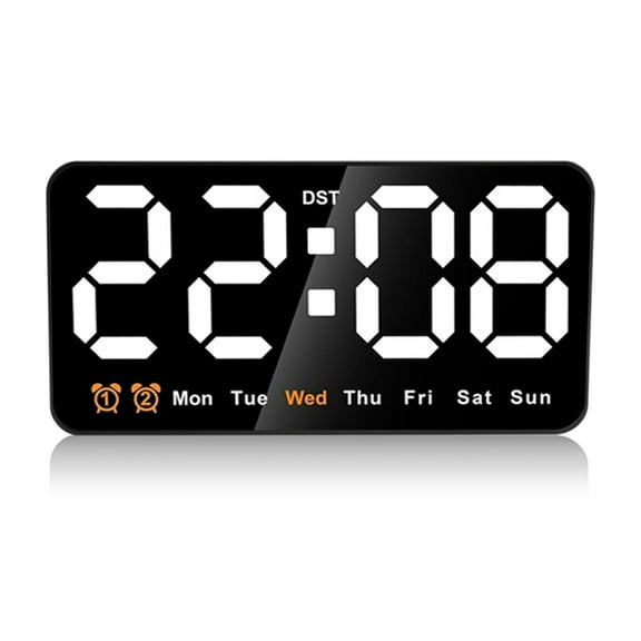 Digital Wall Clock, 9Inch LED Digital Clock Display with 12/24H, Big Digits,Small Silent Wall Clock(White)