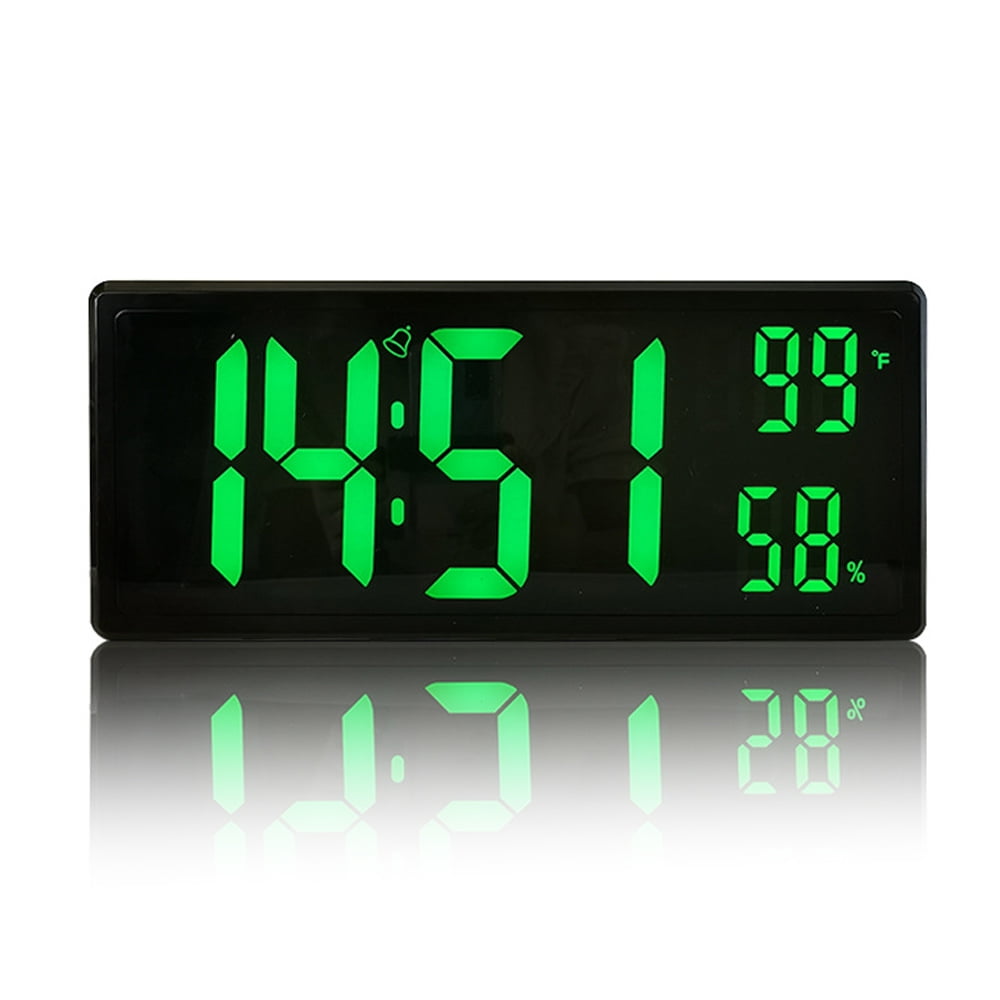 Digital Wall Clock Battery Operated,Desk Clocks with Temperature,Humidity,Large Display Digital