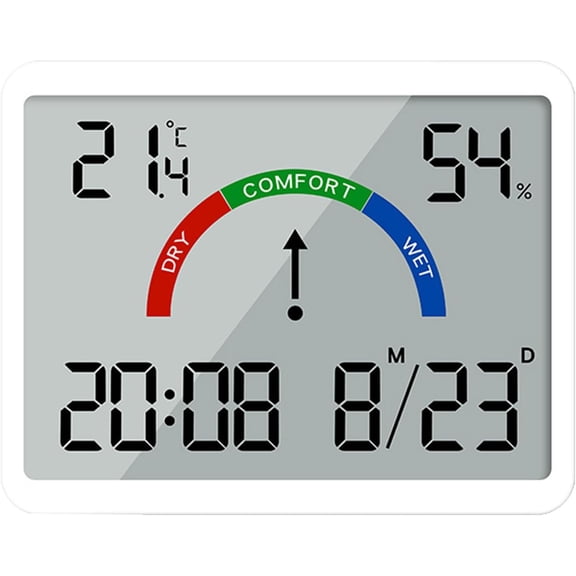 Digital Wall Clock Battery Operated Large Display with Temperature, Date & Day, Silent Clock with 4 Time Zones, Wall or Table Use for Bedroom, Living Room & Office(RL White 1 PC)