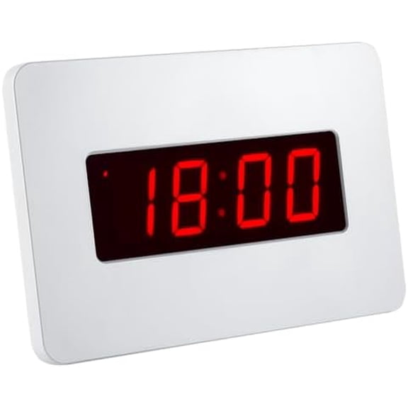 Digital Wall Clock Battery Operated with LED Display, Wall Clock with Backlight, Table-top, Alarm, Brightness Adjustable,12/24Hr White