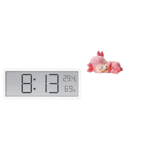 Digital Wall Clock Desktop Deer Sculpture Resin Material Large Display Time Date for Classroom Household Kitchen Dining