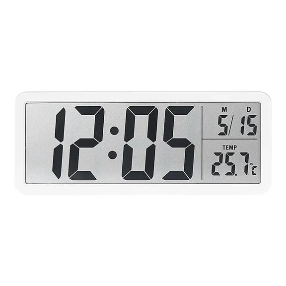 Digital Wall Clock Electronic Wall Mounted LCD Disply Clocks Multifunctional Temperature and Time Week Display Alarm Clock White