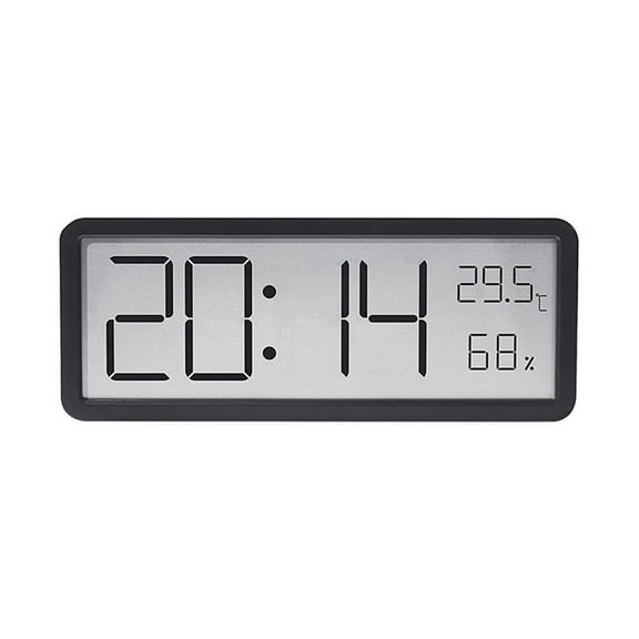 Digital Wall Clock with LCD Screen for Time Temperature and Humidity Display, Programmable Desk and Wall Mount Alarm Clock for Home Office Bedroom, for USB or 3 AAA Batteries(black)
