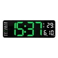 thumbnail image 1 of Digital Wall Clock,LED Digital Alarm Clock Large Display, with Remote Control Automatic Brightness Calendar Temperature, for Office Classroom Home Living Room Bedroom, Ice Blue Digit - style:style2, 1 of 5