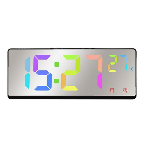 Digital Wall Clock,Large Digital Clock with Temperature, Date, Auto DST, Night Light,24/12-hour Wall Clock for Living Room Office Classroom Gym Multicolor