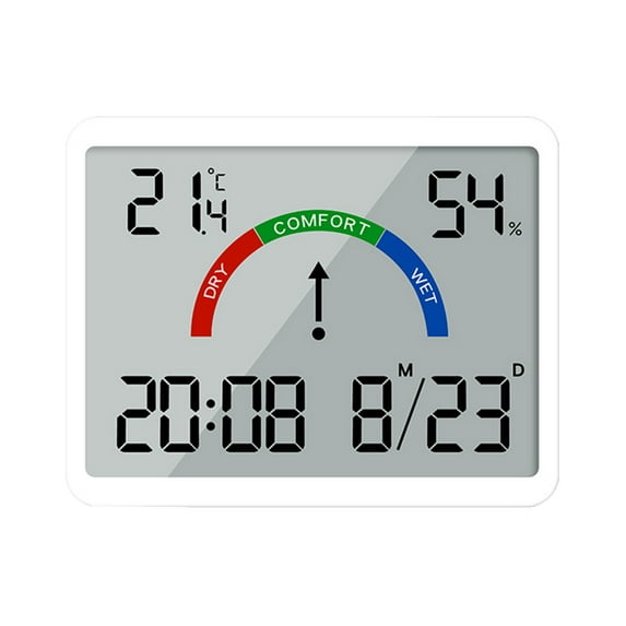 Digital Wall Clock Large Display, Date & Temperature Humidity Sensing Perfect for Home and Office Use Battery Operated