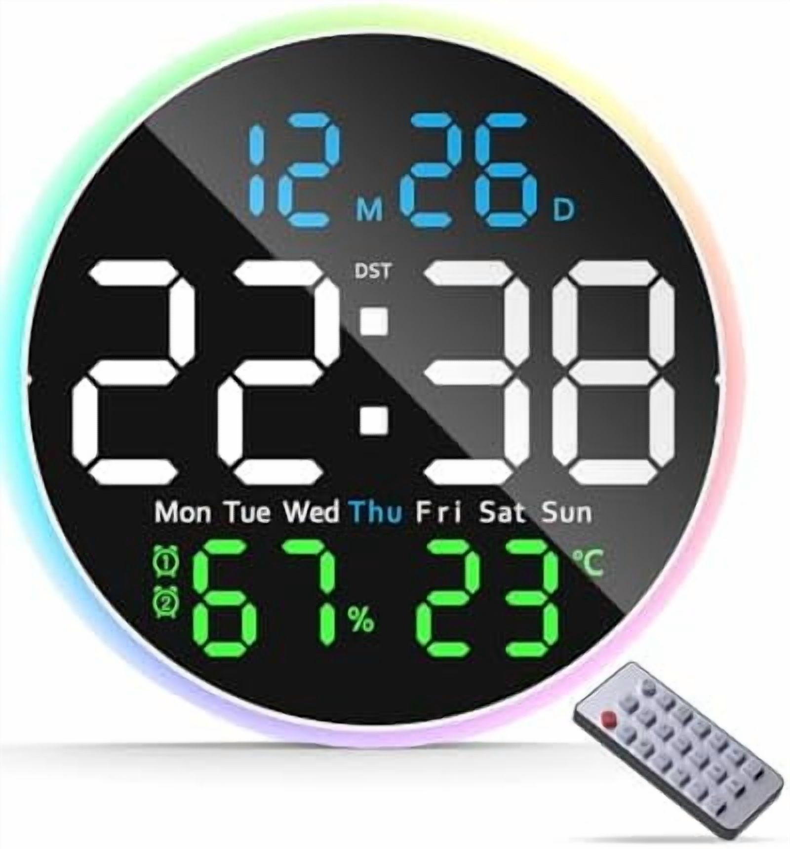 Digital Wall Clock Large Display with Remote Control, Plug in LED ...