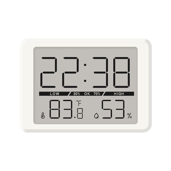 Digital Wall Clock Large Display Temperature Humidity Sensing Battery Operated