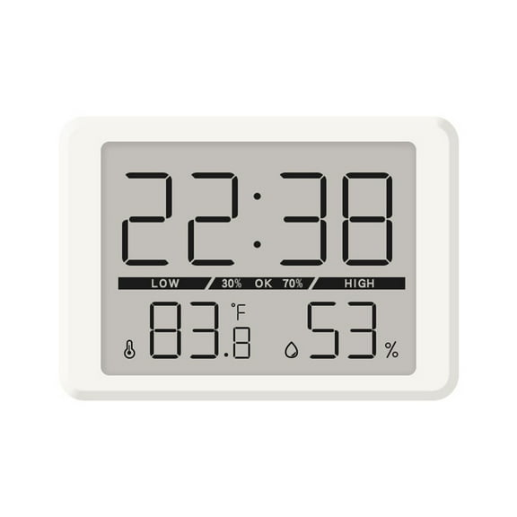 Digital Wall Clock Large Display Temperature Humidity Sensing Battery Operated