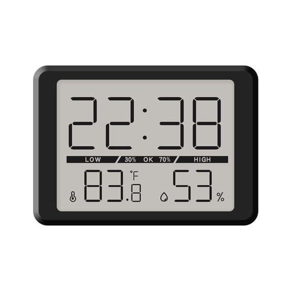 Digital Wall Clock Large Display Temperature Humidity Sensing Battery Operated