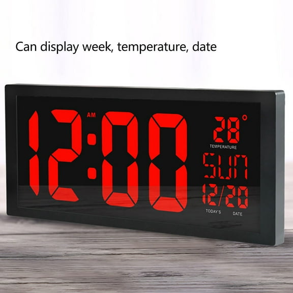 Digital Wall Clock Large Display with Time Date Temperature LED Digital
