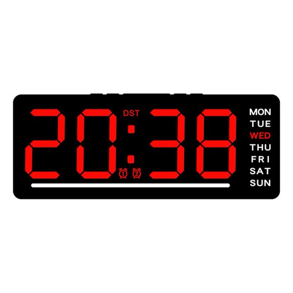 Digital Wall Clock With Large LED Display, Temperature And Date Countdown Timer, USB Powered Electronic Alarm Clock For Office, School, Restaurant, Conference Room, Hotel Lobby Or Home(Red)