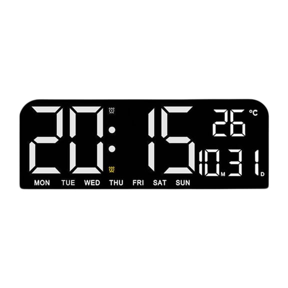 Digital Wall Clock Large LED Display with Date Temperature for Home Office Bedroom