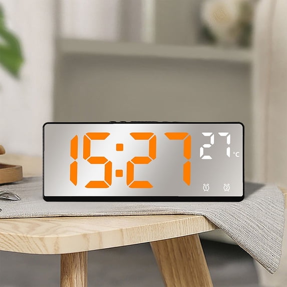 Digital Wall Clock, Multifunctional Silent Electronic Clock, Temperature Humidity Color Screen Living Room Home Decor USB Battery Powered, Yellow