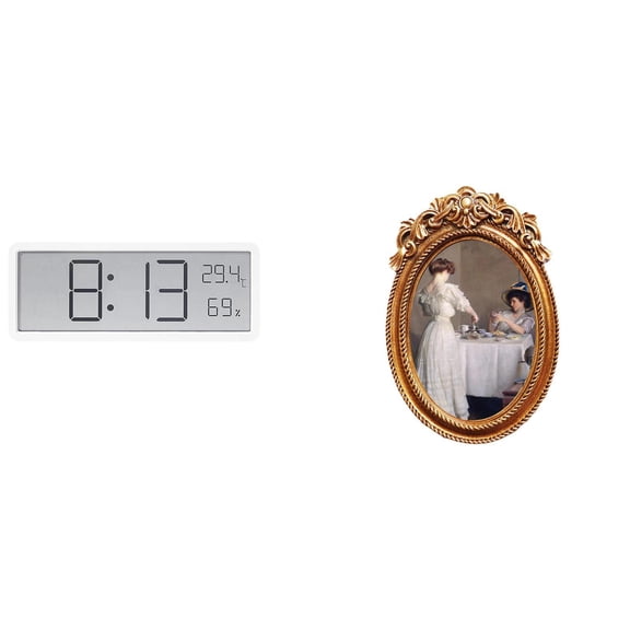 Digital Wall Clock Photo Frame Tabletop Stand Resin Material Large Display Ideal for Office Bedroom Decor
