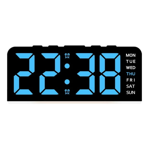 Digital Wall Clock With Color Changing Atmosphere Light Temperature Display Large Led Screen For Home Office Bedroom Green Orange Blue Pink Blue