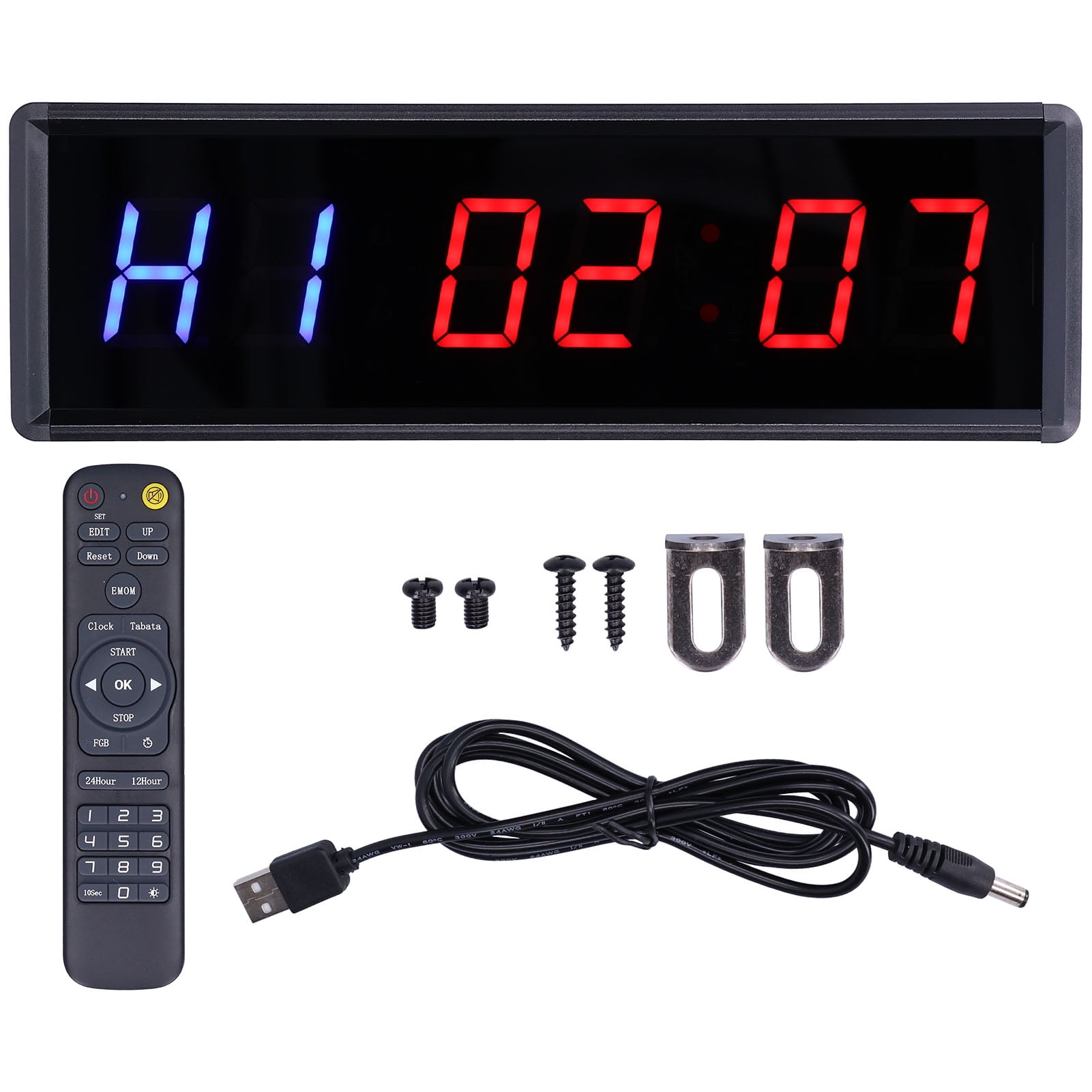 Digital Wall Clock With Remote Control Gym Timer Interval Timer LED ...