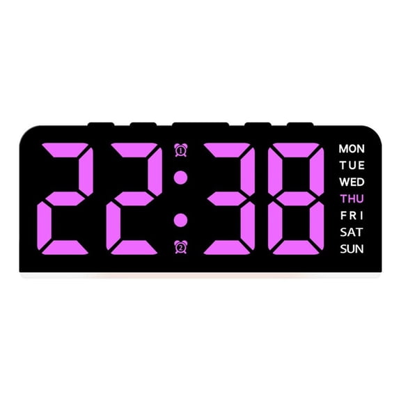 Digital Wall Clock with Atmosphere Light Color Changing Temperature Display