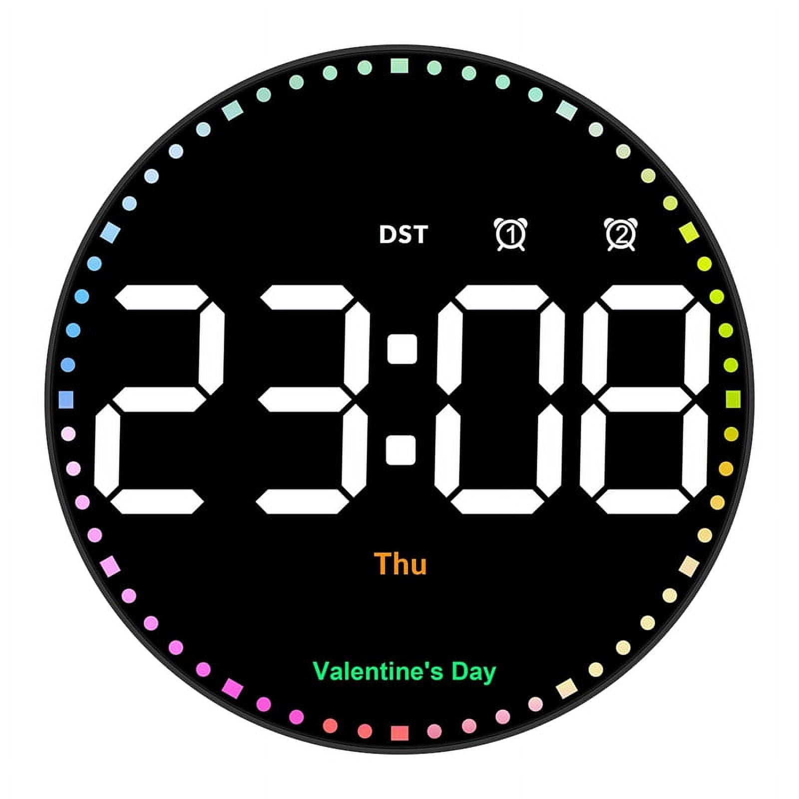 Digital Wall Clock with Colorful Light,10Inch LED Digital Clock with Remote,Time Alarm Clock for Living Room  Gym
