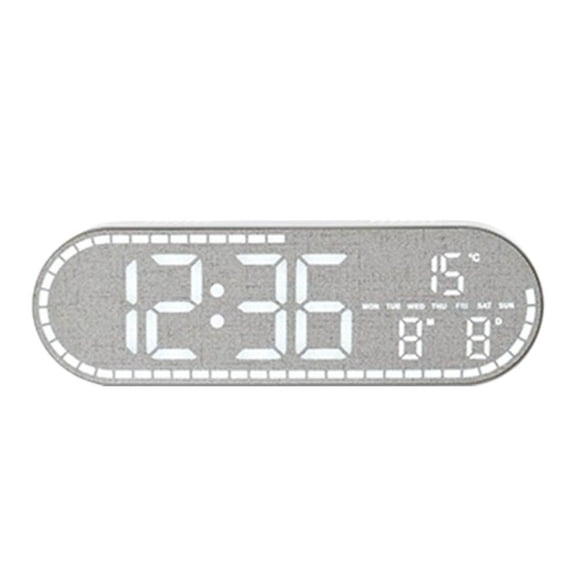 Digital Wall Clock with Date & Temperature, Full Screen LED Display, Adjustable Brightness, Wood Grain Finish, 9.85x3.15x1.06 Inch