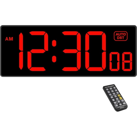 Digital Wall Clock with Seconds for Gym, Remote Countdown Timer Large LED Display 5 Dimmer (10.2" Red)