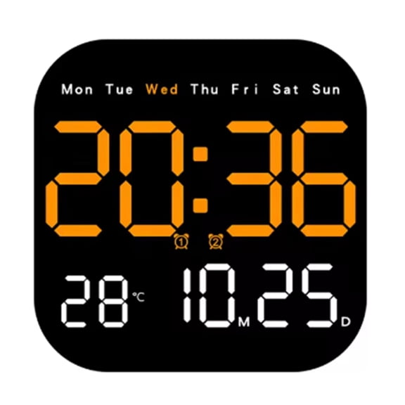 Digital Wall Clocks Temperature Date Week Dispaly Electronic Table Clock Wall-Mounted LED Alarm Clock Remote Control,1 * Digital Wall Clocks,Black