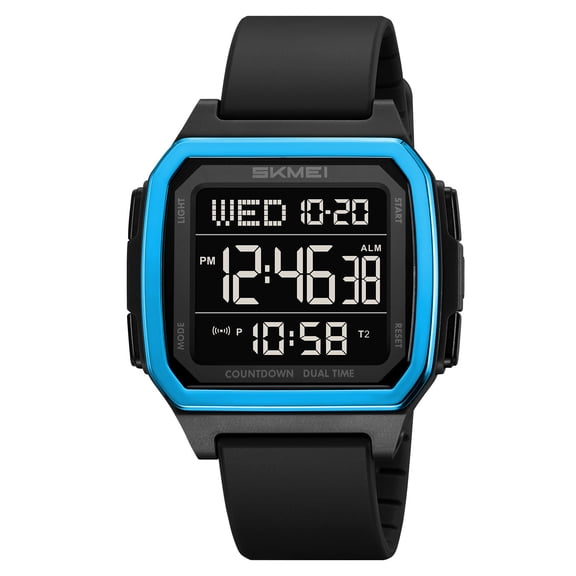 Digital Watch | Bio-Based Plastic Band | LED Backlight | Stopwatch | Daily Alarm | Auto Calendar | 12/24 Hour Format | Water Resistant Blue