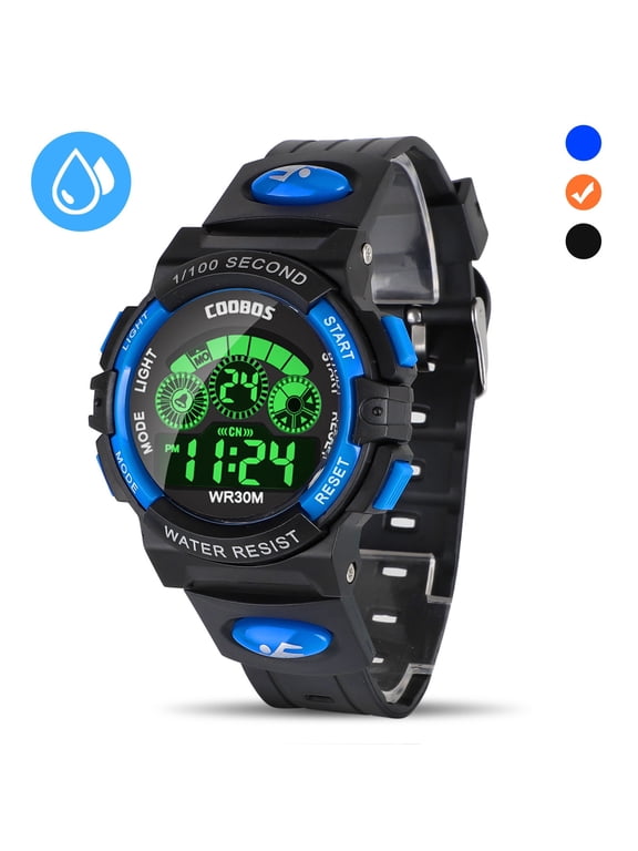 Digital Watch, Boys Sports Waterproof Led Watches with Alarm, Stopwatch, Multifunctional Outdoor Electronic Analog Quartz Wrist Watches with Colorful LED Display, Gift for Boy Girls