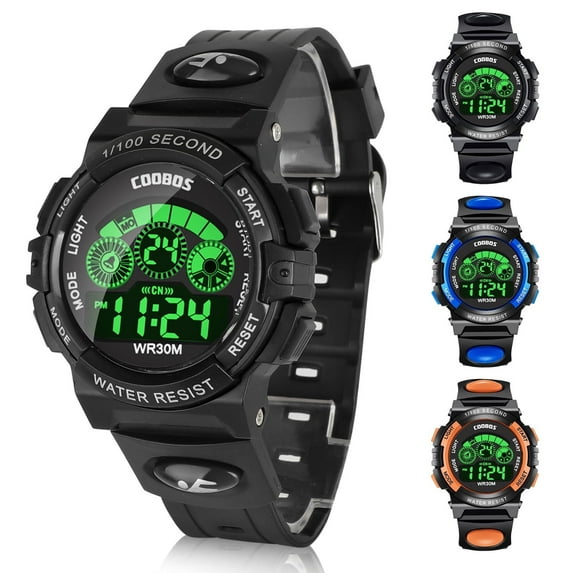 Digital Watch, Sports Waterproof Led Watches with Alarm, Stopwatch, Multifunctional Outdoor Electronic Analog Quartz Wrist Watches with Colorful LED Display