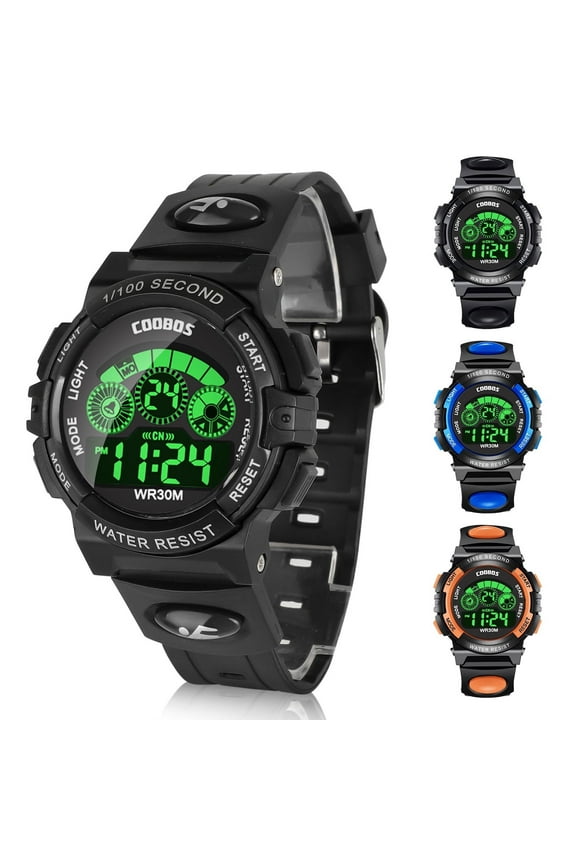 Digital Watch, Sports Waterproof Led Watches with Alarm, Stopwatch, Multifunctional Outdoor Electronic Analog Quartz Wrist Watches with Colorful LED Display