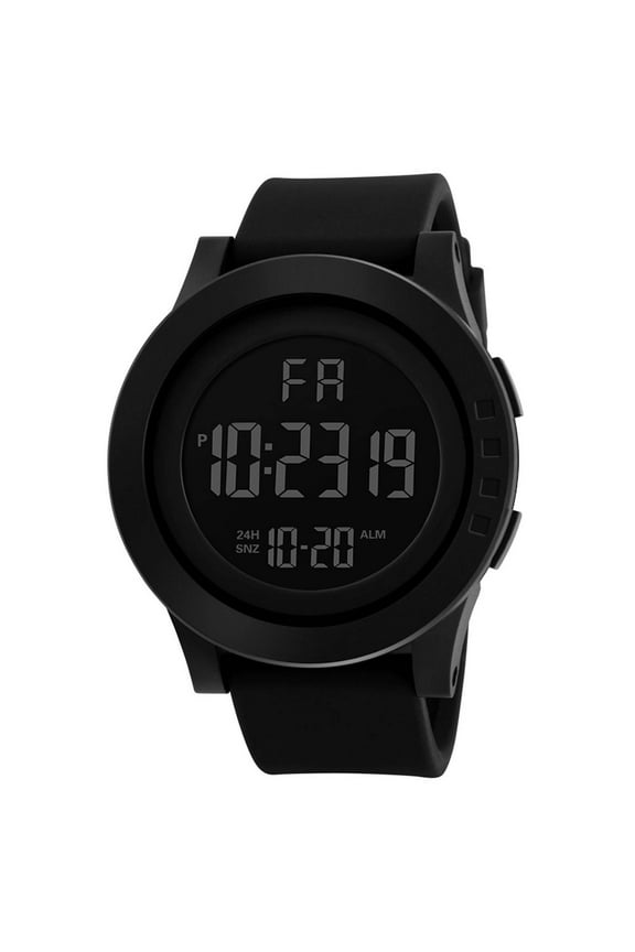 Digital Watch, LED Sport Watch with Date Display, Large Dial Luminous Men's Electronic Watch Stopwatch Alarm Water Resistant, Black