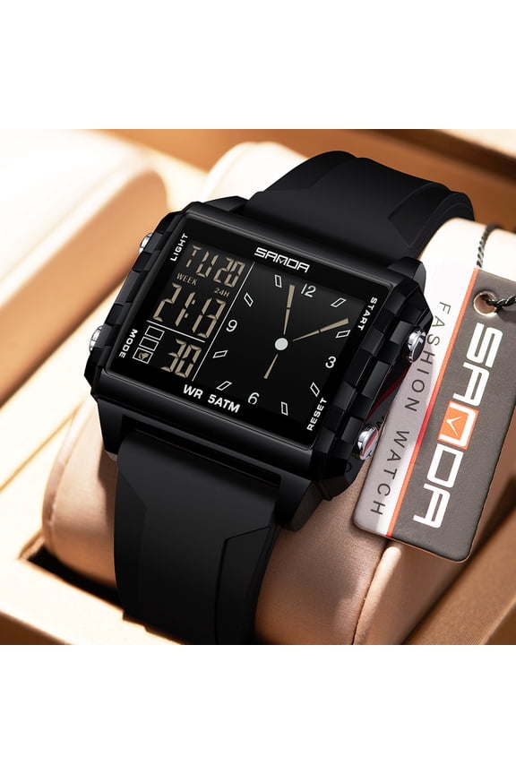 Digital Watch for Men, Multi-Function Sports Watch with Multiple Alarms, Stopwatch, Backlight, Waterproof Outdoor Minimalist Watch for Students, Hiking