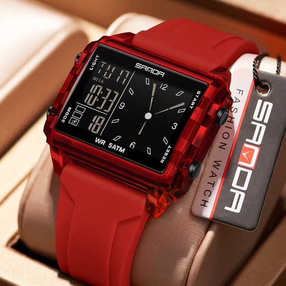Digital Watch for Men, Multi-Function Sports Watch with Multiple Alarms, Stopwatch, Backlight, Waterproof Outdoor Minimalist Watch for Students, Hiking