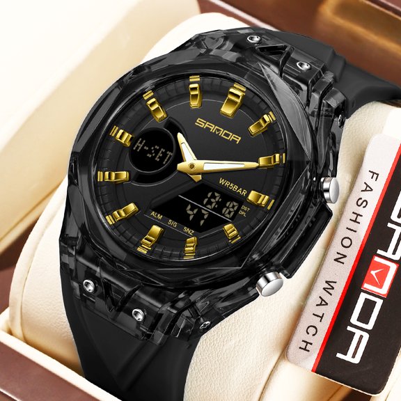 Digital Watch, Men's Sports Outdoor Electronic Watch with Stopwatch, World Time, 5 Alarms, Countdown, Shockproof, 5ATM Water Resistant, Luminous, Week/Date Display