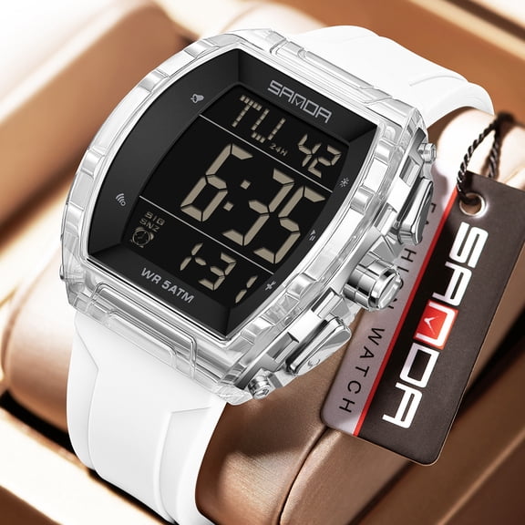Digital Watch, Men's Sports Outdoor Electronic Watch with Stopwatch, World Time, 5 Alarms, Countdown, Shockproof, 5ATM Water Resistant, Luminous, Week/Date Display